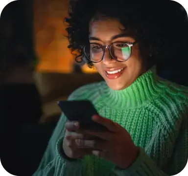 Woman in green sweater